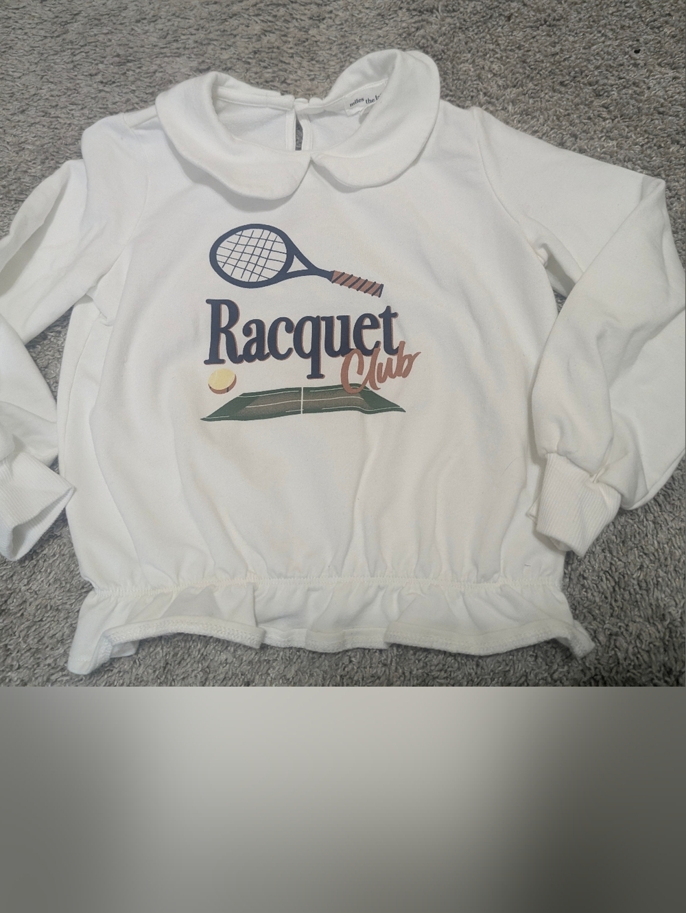 Miles The Label Girls' White 'Racquet Club' Graphic Sweatshirt